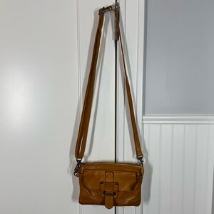 Harbour 2nd Luna distressed genuine leather crossbody belt bag in golden brown